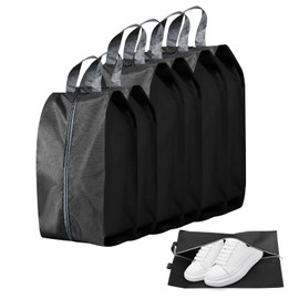 Pack of 6 Shoe Bags Travel Waterproof Shoe Bag Travel Accessories for Shoe Storage Bag 39-45 (Two Sizes), black, Shoe bag