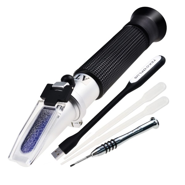 TEKCOPLUS Brix 0-10% Automatic Temperature Correction, Handheld Refractometer, Synthetic Processing Coolant, Maple Sap, Cutting Liquid, CNC, Low Concentration Sugar Liquid, Compatible with Tea, Free USB LED Light, Japanese Instruction Manual Included