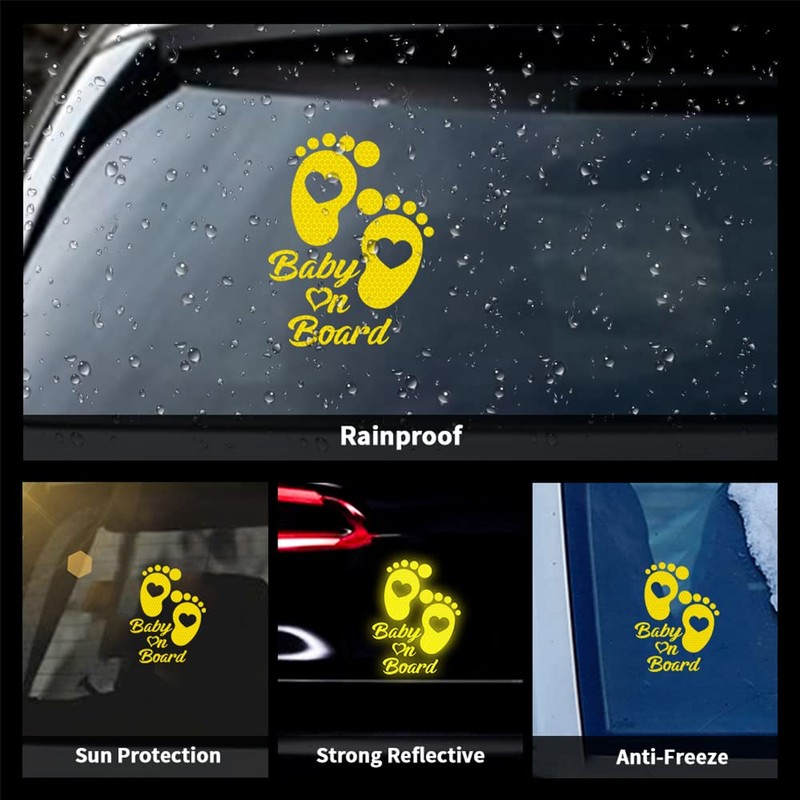 Iprokiu High Intensity Reflective Baby on Board Car Decal Cartoon