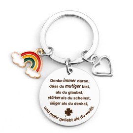 Motivational Gifts, Farewell Gift, Teacher Colleagues, Gifts for Women, Mum, Key Fob Colleague, Dad Gift, Christmas, Gift for First Day at School for Boys and Girls, Courage Gift Woman, silver