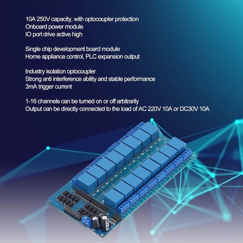 Relay Module 16 Channel with Optocoupler Protection Power Supply High