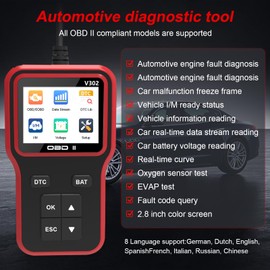OBD2 Scanner Diagnostic Tool - Code Reader for Cars, Check Engine Light, Read/Clear Error Codes, Emissions Readiness, Battery Tester, All OBD II Vehicles Since 1996