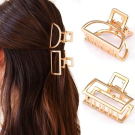 Fashey Metal Claw Clips Gold Hair Claws Mini Hair Clip Hair Accessories for Women and Girls(Pack of 2) (Gold)