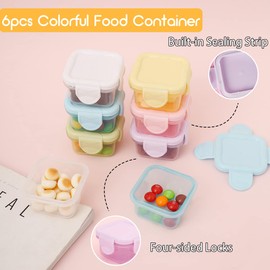 6pcs Salad Dressing Containers to Go Small Plastic Condiment Container with Leak proof Lids 2oz Reusable Mini Food Storage Containers for Lunch Bento Box Picnic Travel
