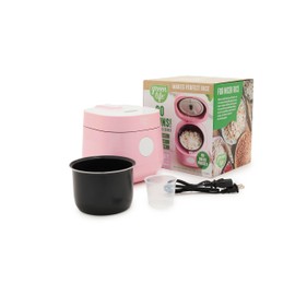 GreenLife Digital Rice Cooker, 2-Cups Uncooked/4-Cups Cooked, Removable Nonstick Ceramic PFAS-Free Pot, One-Touch Presets, Oats, Quinoa, Brown Rice, Auto Keep Warm, Fuzzy Logic Tech, 1.5QT, Pink