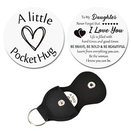 Daughter Birthday Gift from Mom Dad, To My Daughter Inspirational Gifts, I Love You Daughters Pocket Hug Keychain Presents for Daughter in law Graduation Christmas Wedding Gift for Women Girls