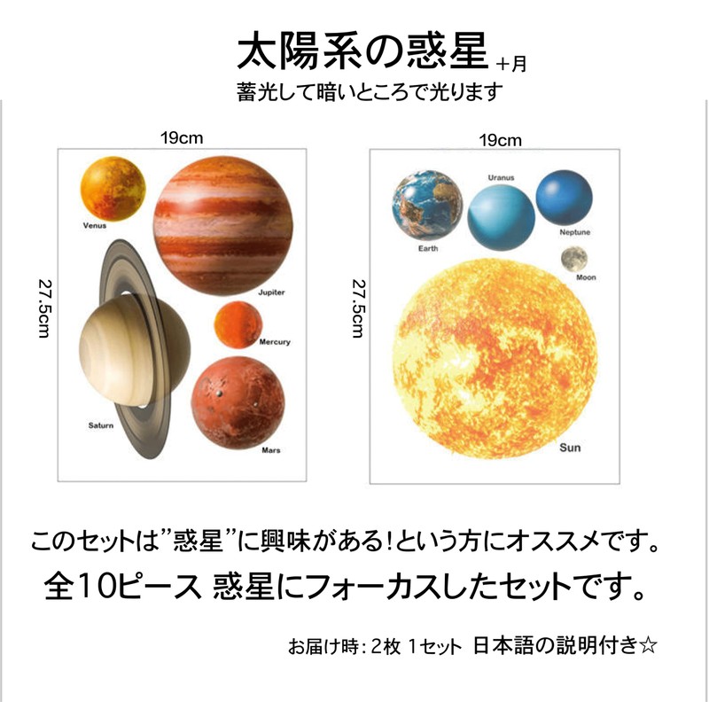Glow in the Dark Stickers Planet Earth Universe Solar System