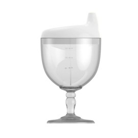 Crumye No Spill Wine Sippy Cup, Fancy Wine Glass Sippy Cup Spill Proof for Baby, Toddler, and Child, Goblet Style Great for Your Prince & Princess Holidays Birthday Party Celebration, 5 Ounce (White)