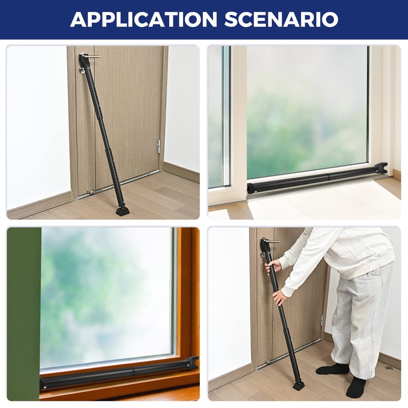 HonesaLoc 2-in-1 Door Security Bar & Sliding Patio Door Stopper
