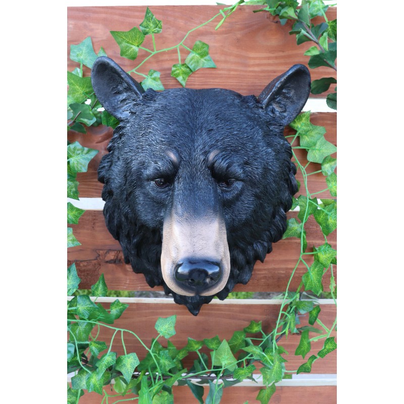 Ebros Large Olympic Black Bear Head Wall Decor Plaque 16"Tall