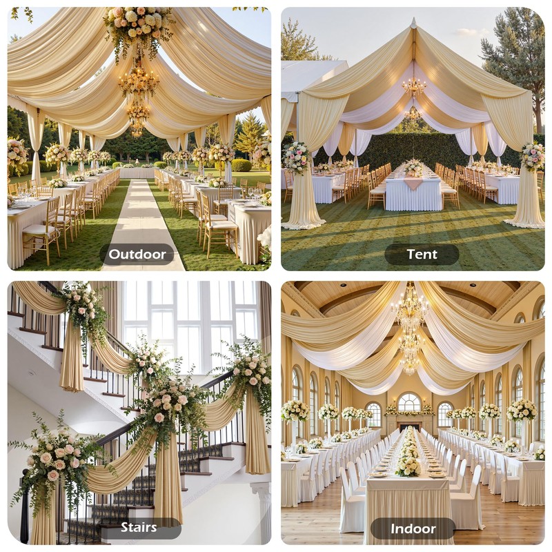 Party Village 10ftx20ft Beige Ceiling Curtain for Wedding Parties –