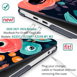 May Chen for New MacBook Pro 13 Case 2022 2020 Release (A2338 M1 M2/A2289/A2251), Plastic Crystal Hard Shell Case Cover with Keyboard Cover for MacBook Pro 13-inch Touch Bar, Bright Flowers