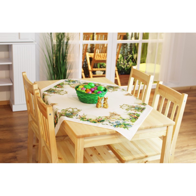 KAMACA Tablecloth Spring Easter Flowers Rabbit Decor Easter Bunny Easter