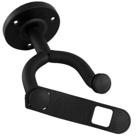 TIGER GST42-2-BK | Guitar Wall Hangers | Secure Wall Mount Hook | with Optional Securing Strap | Pack of 2