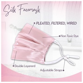 Celestial Silk 100% Mulberry Silk Face Mask with Nose and Filter - 3 Layer 22 Momme Silk Face Covering (Pink)