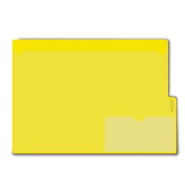 Doctor Stuff - Short Tab Vinyl Outguides, Full Front Pocket, Bottom Charge Out Slip Pocket, Plastic File Folder, Letter Short Size 9-1/8" x 12-1/2", Yellow, 50/Box