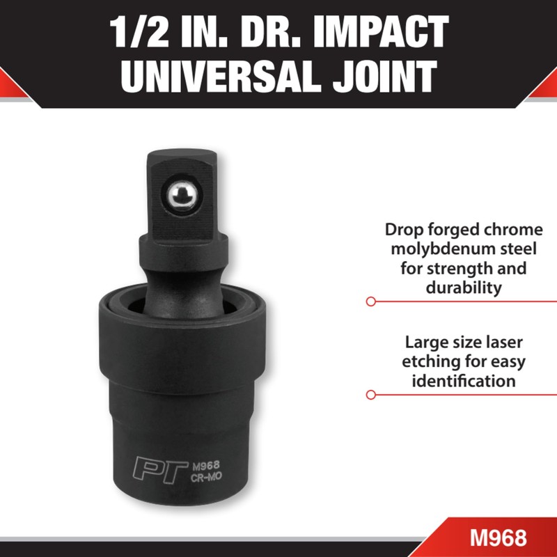 Performance Tool M968 1/2-Inch Drive Impact Universal Joint, Black