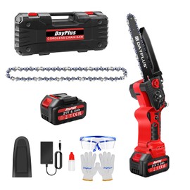 Cordless Chainsaw, Portable Handheld Chainsaw, 8-INCH Electric Power Chainsaw, Battery Powered 21V 4000MAH Rechargeable Battery with Goggles for Wood Cutting Tree Trimming Gardening Camping