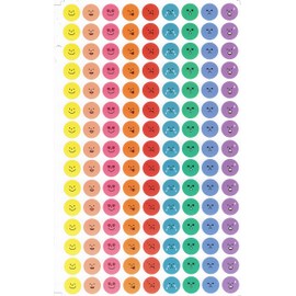 Colourful Smilies 135 Dots Circles Reward Rating Teacher School Sticker 1 Sheet 270mm x 180mm