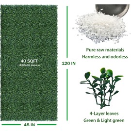 ODTORY Artificial Boxwood Roll,48x120 in (40 sqft) UV-Anti Faux Ivy Boxwood Hedge Leaf Grass Wall for Patio Balcony Privacy, Garden, Backyard Greenery Wall Backdrop and Fence Decor