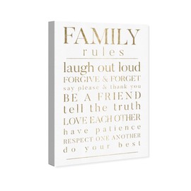 Wynwood Studio Typography Wall Art Canvas Prints Rules Family Quotes and Sayings Home Décor, 16" x 24", Gold, White