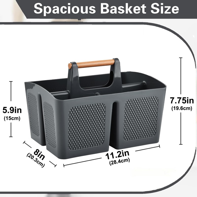 VITEVER Portable Shower Caddy Basket with Compartments, Plastic Divided Cleaning