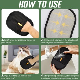 SCROLIEY Pet Grooming Gloves, Double Sided Grooming Gloves for Dog Cat, Static Removal Gloves Pet Hair, Reusable Pet Hair Remover Gloves for Washing, Deshedding, Grooming (with Pet Comb)