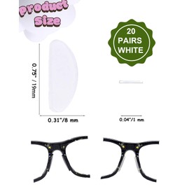 AURAADORN 20 Pair Eyeglass Nose Pads for Glasses,0.03" Ultra-Thin Eyeglasses Nose Pads Anti Slip,Adhesive Nose Pads for Glasses,Silicone Nose Pads for Eyeglass