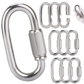 hannger Quick Link Chain 10 Pack, 2.91In M8 Threaded Chain Link Trailer Safety Chain Hook Oval Locking Chain Connector for Pet Chain Backpacks Keychain Connector Chandelier - 1433Lb Working Load Limit