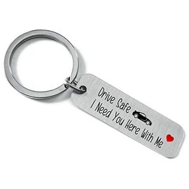 Drive Safe I Need You Here with Me Metal Keyring Tag Gift for Husband Boyfriend with Love Heart Friend New Car Sentimental