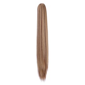 Felendy Ponytail Extension Claw 20" Ash Blonde Mix Light Brown Straight Clip in Hairpiece One Piece A Jaw Long Pony Tails for Women