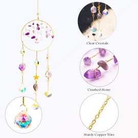 SNAIL GARDEN Suncatchers for Windows,Crushed Stones Hanging Crystals Hanging Ornaments,Suncatcher Crystals for Hanging Wind Chime Crafting for Window Home Garden Office Car Decorations（Purple）