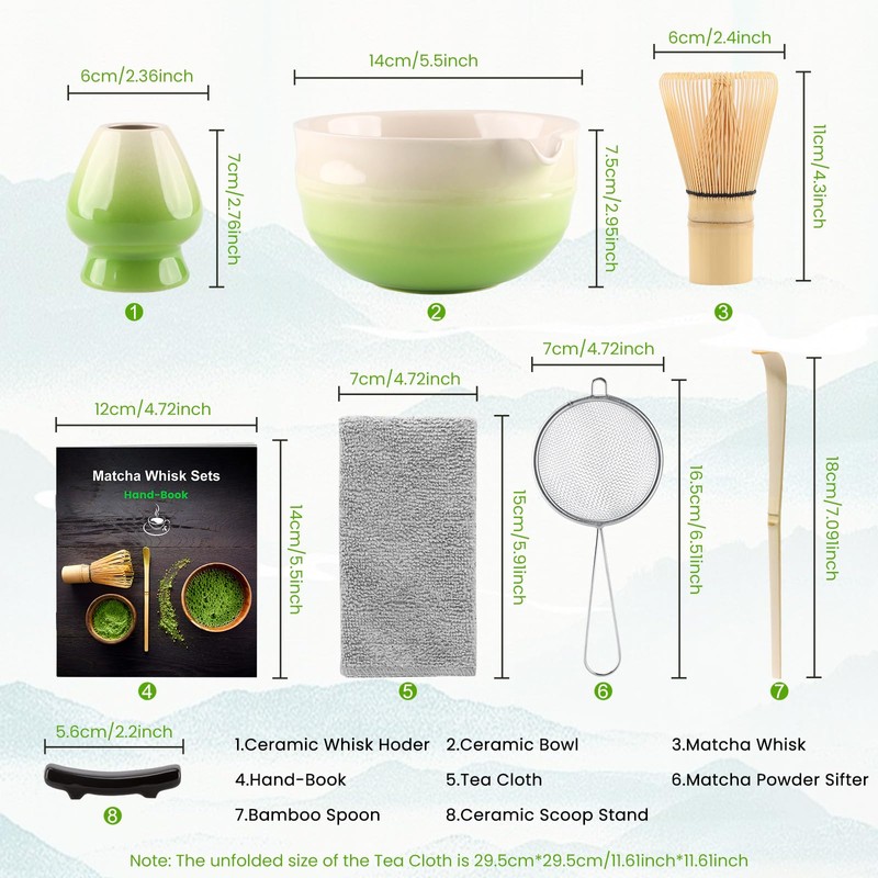 Matcha Set (7-Piece) Which Matcha Whisk, Matcha Cup, Matcha Bowl,