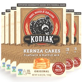 Kodiak Kernza Power Cakes, Pancake & Waffle Mix, Original, High Protein,100% Whole Grains (Pack of 6)