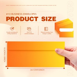 Fullhawl 100 Pcs #10 Business Envelopes Colorful Self Adhesive Standard Envelopes Gradient for Office Check Invoices Letters Letterhead Invitations Announcements 4-1/8 x 9-1/2''(Gradient Orange)