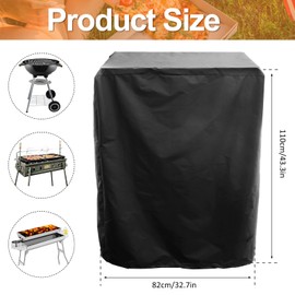 BBQ Grill Cover Outdoor Barbecue Burner Cover 210D Oxford Cloth Waterproof Barbecue Cover with Drawstring Dust Proof Wind Proof Heavy Duty Portable Grill Protective Cover 110x83x60cm