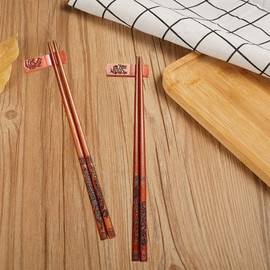 Reusable Chopsticks, Dragon and Phoenix Chopsticks Set, Chinese Style Wooden Chop sticks Gift Set （2 Pairs）