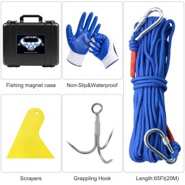 Grtard 1000LBS Magnet Fishing Kit with Case, Super Strong Neodymium Fishing Magnets,...