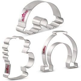 LILIAO St. Patrick's Day Cookie Cutter Set - 3 Piece - Rainbow, Beer Mug and Lucky Horseshoe Fondant Biscuit Cutter - Stainless Steel