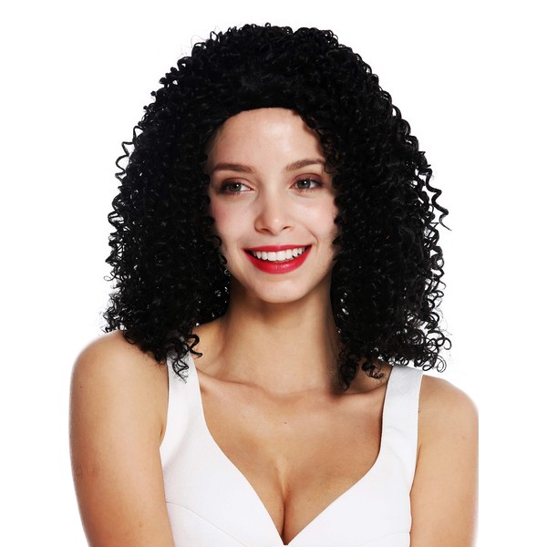 WIG ME UP - ZM-1587-1B Women's Wig Long Voluminous Strong Frizzy Curly Afro Curls Middle Parting Latina Black