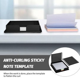Sticky Note Stencil,Sticky Note Stencil and Holder,Record Things to Do,The Information is Clear and Concise,Reusable,Suitable for Home,School,Office,Etc.(Black,3.62 * 3.46 * 0.71inch)