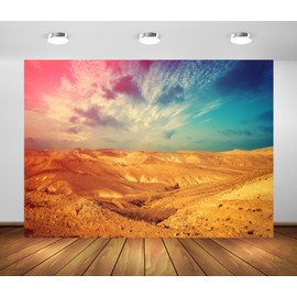 Loccor 9x6ft Fabric Israel Mountain Desert Backdrop Judean Desert Sunset Sky with Colorful Clouds Desert Dunes Background Travel Hiking Party Decorations Photo Studio Props
