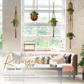 ANROYE Macrame Plant Hanger for Indoor Set of 4, Bohemian Hanging Planter with Tassels for Flower Pot, Boho Decorative Houseplant Rope Holder for Home Decor Bedroom Window Farmhouse