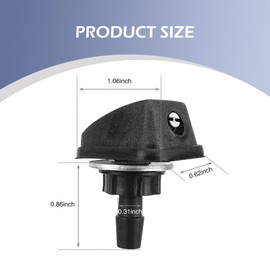 yorpyep 2 PCS Front Windshield Washer Nozzle, Fan-shaped Wide-angle Uniform Spray Wiper Nozzle with Gasket, 0.31" Single Hole Adjustable Sprayer Head Standard Replacement, for Most Cars (Black)