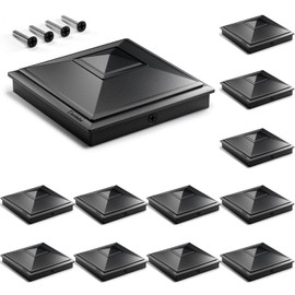SIEDiNLAR 4x4 Pyramid Post Caps Waterproof Outdoor 4x4 Post Cover, Fits 3.5x3.5 4x4 Wood Vinyl Posts for Fence Deck Mailbox Patio (Black, 12 Pack)