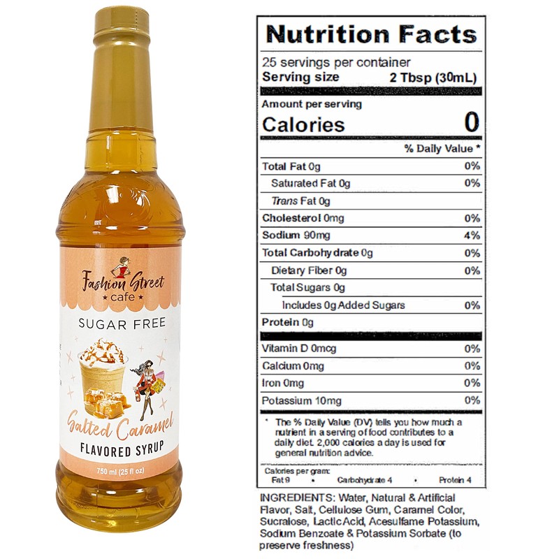 Fashion Street Cafe Sugar Free Salted Caramel Coffee Syrup -
