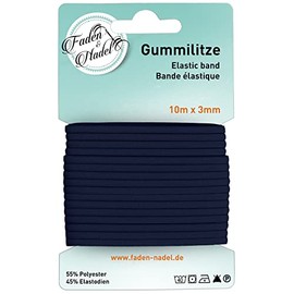 Faden & Nadel 3 mm rubber cord: elastic rubber band, 10 m long, in dark blue, elastic and can be ironed