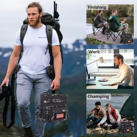 ATRIPACK - Bolsa de almuerzo táctica para hombre, doble cubierta con correa para el hombro, correas MOLLE grandes, enfriador de almuerzo a prueba de fugas (camuflaje negro)