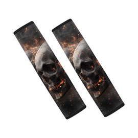 Forchrinse 2 PCS Fire Skull Auto Seat Belt Cover Strap Shoulder Pad for for Car,Truck,SUV,Backpack,Shoulder Bag