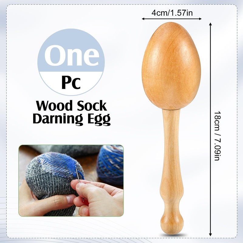 Jexine Darning Egg for Socks Wooden Darning Supplies Kit with